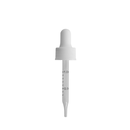 20-400 White Dropper With Rubber Bulb And Glass Pipette (Fits 1 oz)