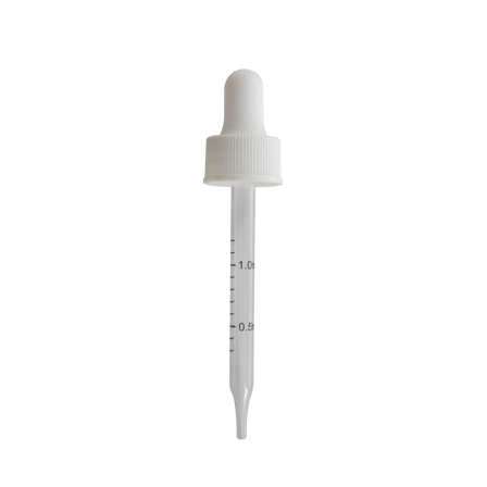 20-400 White Dropper With Rubber Bulb And Glass Pipette (Fits 2 oz)