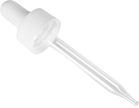 20-400 White Dropper with 76 mm Glass Pipette (Fits 1 oz Boston Round Bottle) - 1000/Case