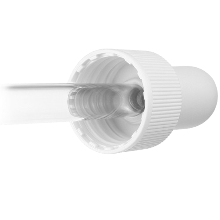 20-400 White Dropper with 76 mm Glass Pipette (Fits 1 oz Boston Round Bottle) - 1000/Case