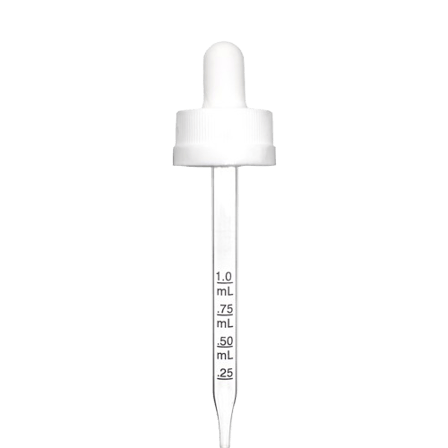 20-400 White CRC Dropper with 76 mm Graduated Glass Pipette (Fits 1 oz Boston Round Bottle) - 1000/Case