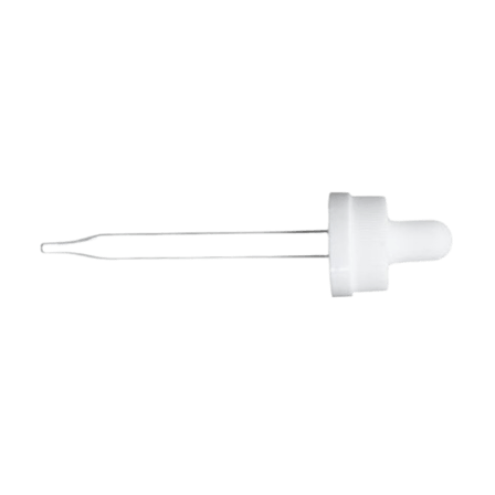 20-400 White CRC Dropper with 91 mm Glass Pipette (Fits 2 oz Boston Round Bottle) - 1000/Case