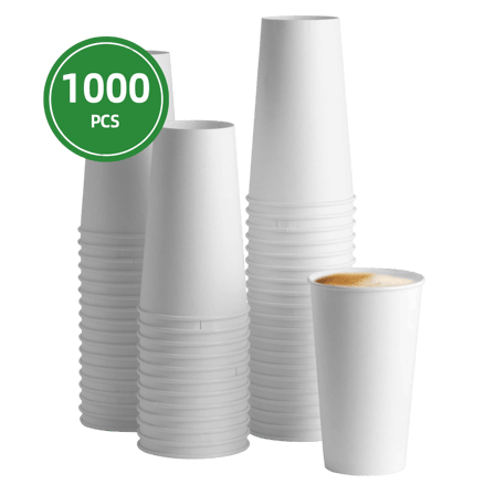20 oz. White Poly Paper Hot Cups - (1000/Case)