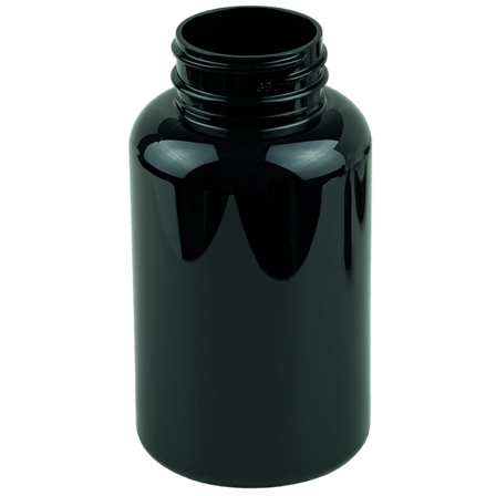 200cc Black PET Plastic Packer Bottle 38-400(260/cs)