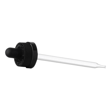 22-400 Black CRC Dropper with 108 mm Glass Pipette (Fits 4 oz Boston Round Bottle) - 1000/Case