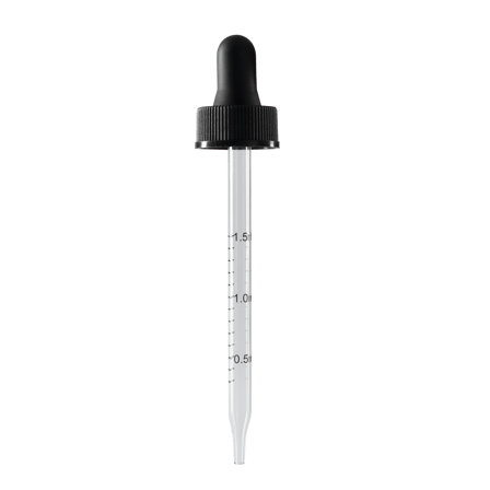 22-400 Black Dropper With Rubber Bulb And Glass Pipette (Fits 4 oz)