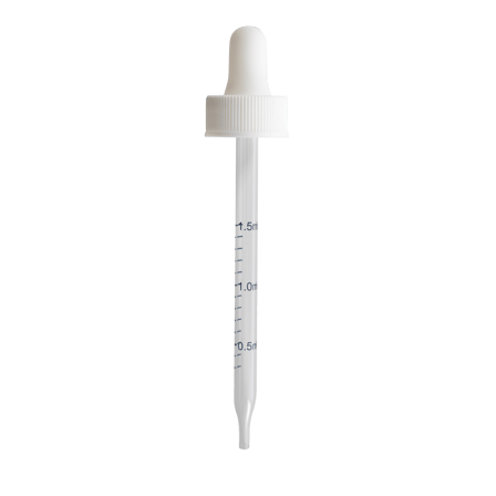 22-400 White Dropper With Rubber Bulb And Glass Pipette (Fits 4 oz)