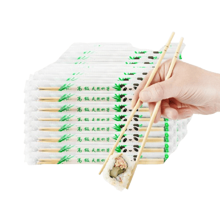 8.6" x 0.2" Paper Wrapped Round Bamboo Twin Chopsticks - (1600/Case)