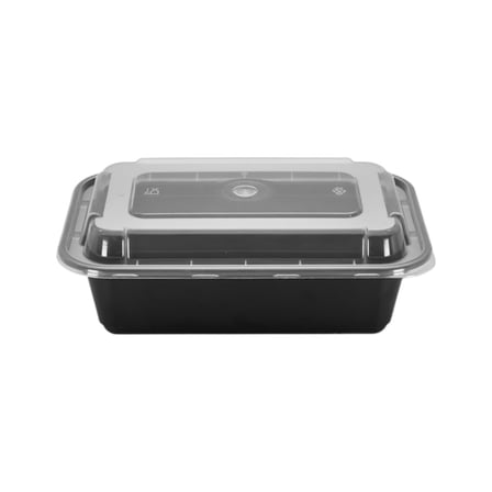 24 Ounces Black Rectangular Microwavable Plastic Food Container with Lid.jpg