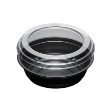 24 oz Black Round PS Plastic Salad Bowl with Clear Lid.jpg