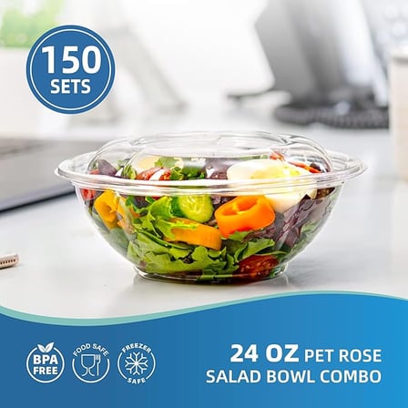 Freshly made vegetable salad served in an 24 oz. clear PET plastic salad bowl with lid​.jpg
