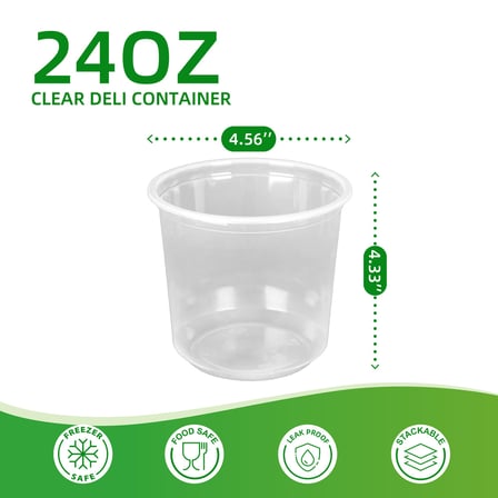 24 Ounces Clear PP Plastic Deli Container Shown with Dimensions.jpg