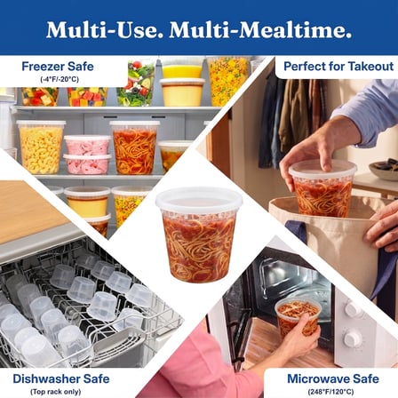 24 oz Clear PP Plastic Round Deli Container with Airtight Lid - (240/Case) - Thumbnail 4