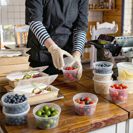 24 oz Clear PP Plastic Round Deli Container with Airtight Lid - (240/Case) - Thumbnail 5