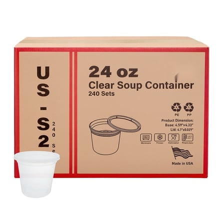 24 oz Clear Round PP Plastic Deli Container with Lid for Meal Prep & Food Storage - (240/Case) - Thumbnail 2