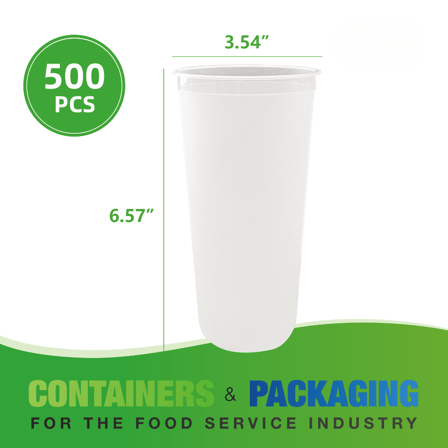 24 oz. Frosted PP Plastic Injection Cold Cups - (500/Case)