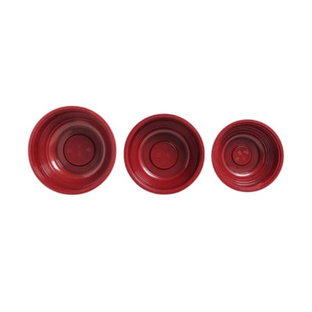 Red asian poke bowls in multiple sizes for takeout food packaging.jpg