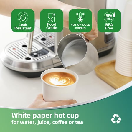 24 oz. White Poly Paper Hot Cups - (1000/Case)