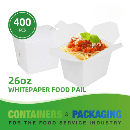 26 oz. White Chinese Microwavable Paper Take Out Containers - (400/Case)