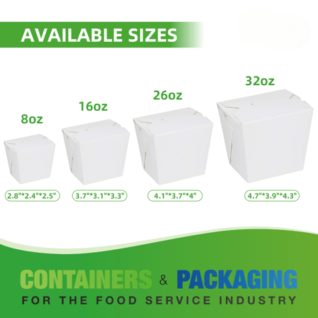 26 oz. White Chinese Microwavable Paper Take Out Containers - (400/Case)