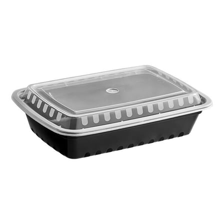 28 Ounce Black Rectangular Microwavable Container With Lid.jpg