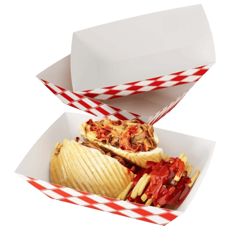 3 lb. Red & White Checkered Pattern Paper Food Trays - (500/Case)
