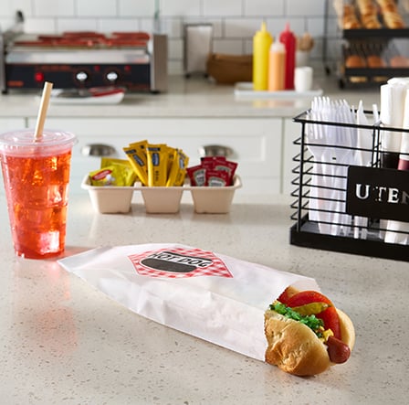 3″ x 2″ x 12″ White paper hot dog bag with drink.jpg