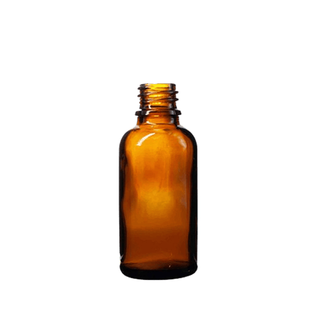30 ml Amber Euro Round Glass Bottle with 18-415 Neck Finish - (330/Case)
