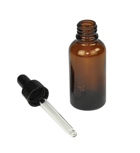 30 ml Amber Euro Round Glass Bottle with 18-415 Neck Finish - (330/Case)