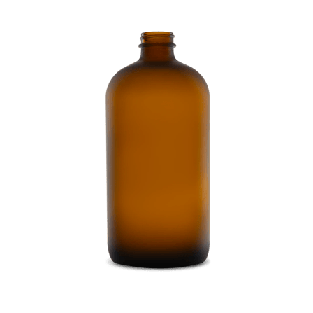 32 oz Amber Frosted Glass Boston Round Bottle 28-400 Neck Finish