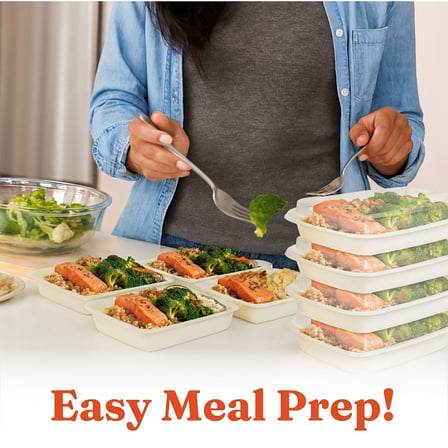 32 oz Beige Microwavable Rectangular PP Plastic Food Container with Clear Lid - (150/Case) - Thumbnail 5