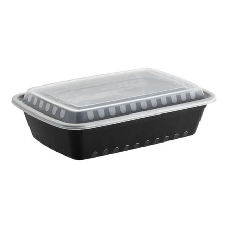 32 Ounce Black Rectangular Microwavable Container With Lid.jpg