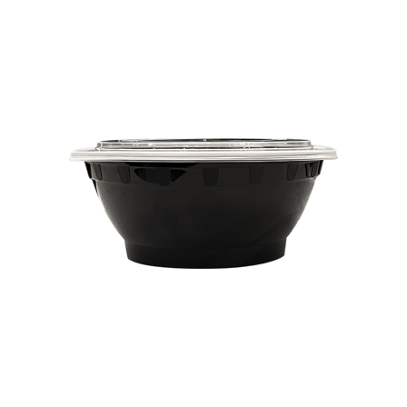 32 oz Black Round Microwavable Heavy Weight Bowl with Clear Lid.png