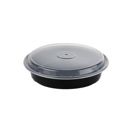 32 oz Black Microwaveable Container with Clear Lid