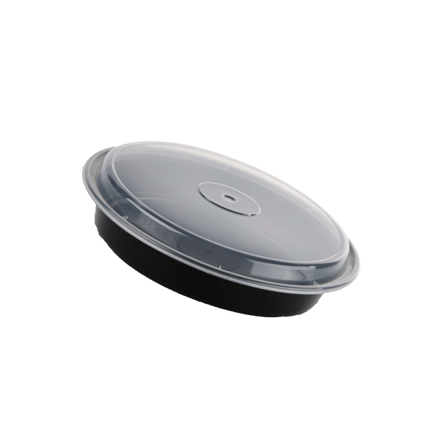 32 oz Black Microwaveable Container with Clear Lid