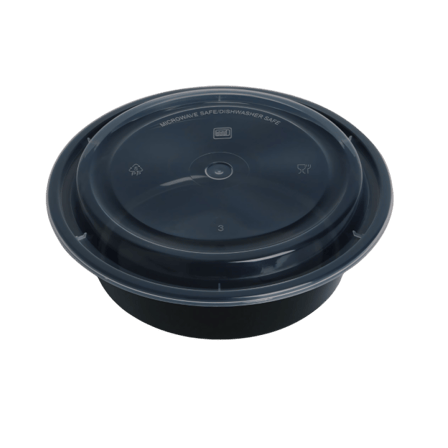 32 oz Black Microwaveable Container with Clear Lid