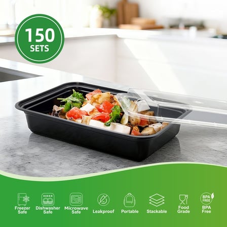 Specifications of 32 Ounces Black Rectangular Microwavable Plastic Food Container with Lid.jpg