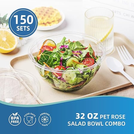 Freshly made vegetable salad served in an 32 oz. clear PET plastic salad bowl with lid​.jpg