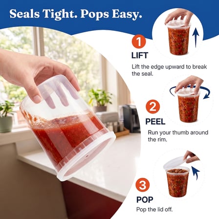 32 oz Clear PP Plastic Round Deli Container with Airtight Lid - (240/Case) - Thumbnail 2