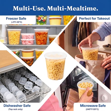 32 oz Clear PP Plastic Round Deli Container with Airtight Lid - (240/Case) - Thumbnail 3