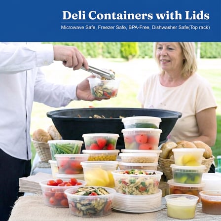 32 oz Clear PP Plastic Round Deli Container with Airtight Lid - (240/Case) - Thumbnail 5