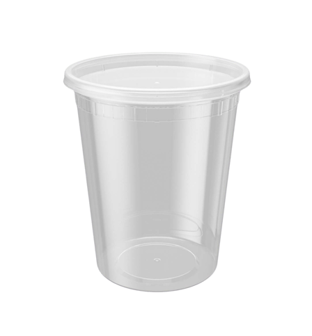 32 oz. Heavy Duty Microwavable Translucent Plastic Deli Containers with Lids - (240/Case)
