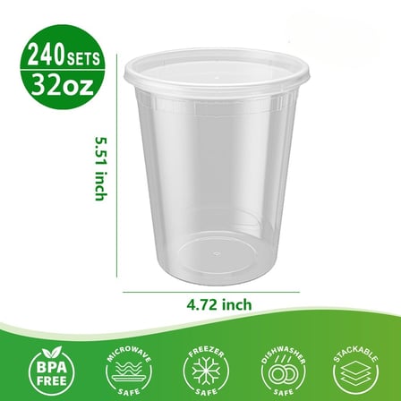 32 oz. Heavy Duty Microwavable Translucent Plastic Deli Container with Lid Showing Dimensions.jpg