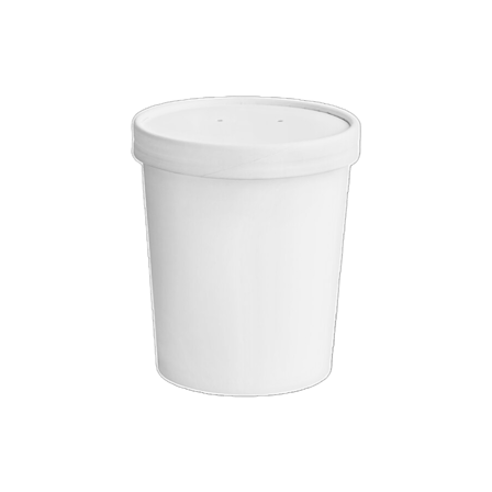 32 oz White Double Poly-Coated Paper Food Cup with Vented Paper Lid
