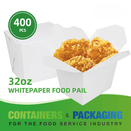 32 oz. White Chinese Microwavable Paper Take Out Containers - (400/Case)