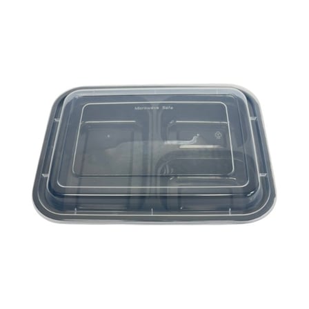 33 oz. Rectangular 3-compartment meal prep container with clear snap-on lid.jpg