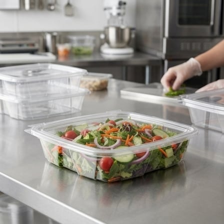 35 oz PET Plastic Tamper-Evident Food Container with Hinged Lid - (150/Case) product image
