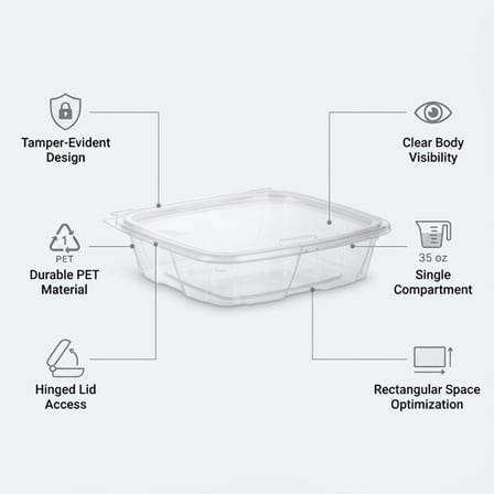 35 oz PET Plastic Tamper-Evident Food Container with Hinged Lid - (150/Case) product image