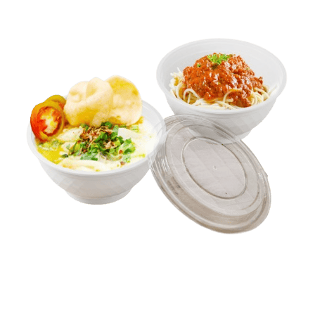 36 oz. White Round Microwavable Heavy Weight Plastic Bowls with Lids - (150/Case)
