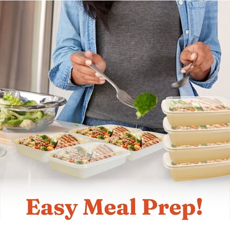 38 oz Beige Microwavable Rectangular PP Plastic Food Container with Clear Lid - (150/Case) - Thumbnail 7